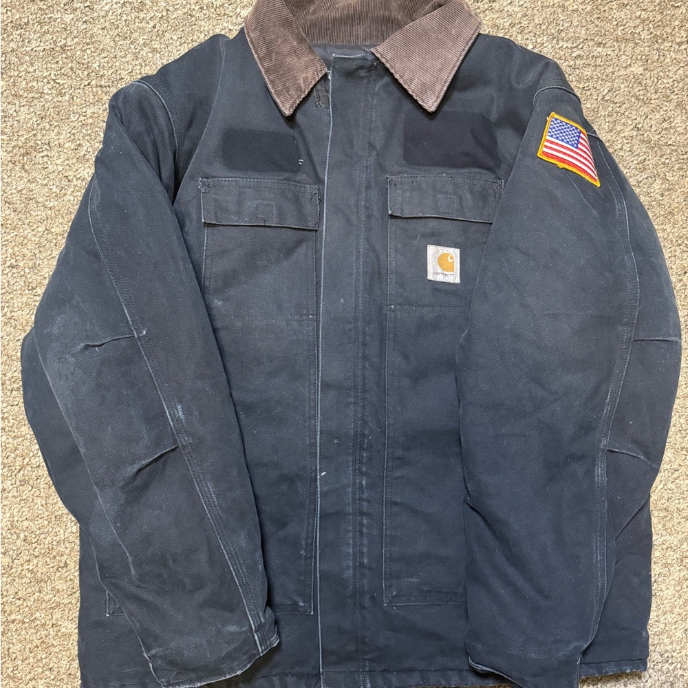 Carhartt Custom USA Patch Firm Duck Tradition Arctic Quilt Lined Coat Black XL